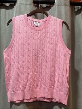 J. Crew Pink Cable-Knit Sleeveless Sweater Vest.  Size M